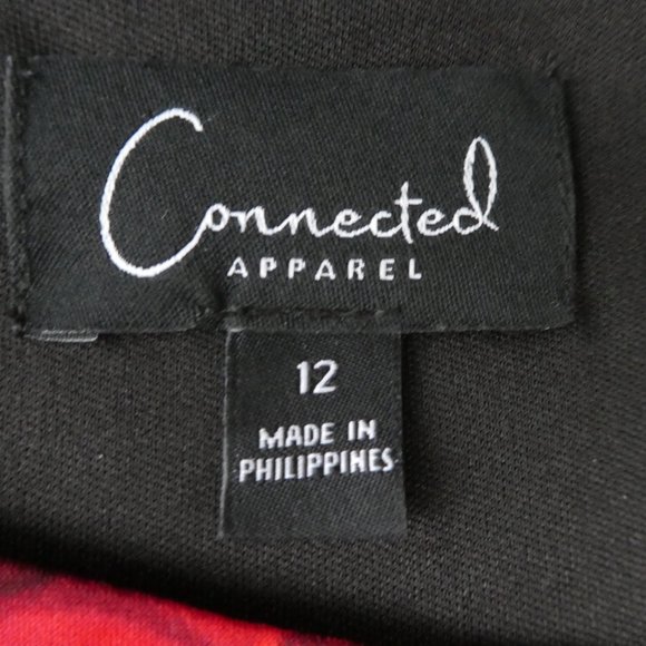 Vintage 90s Dress Asymmetrical Red Black Tulip Faux Wrap L - Picture 6 of 8